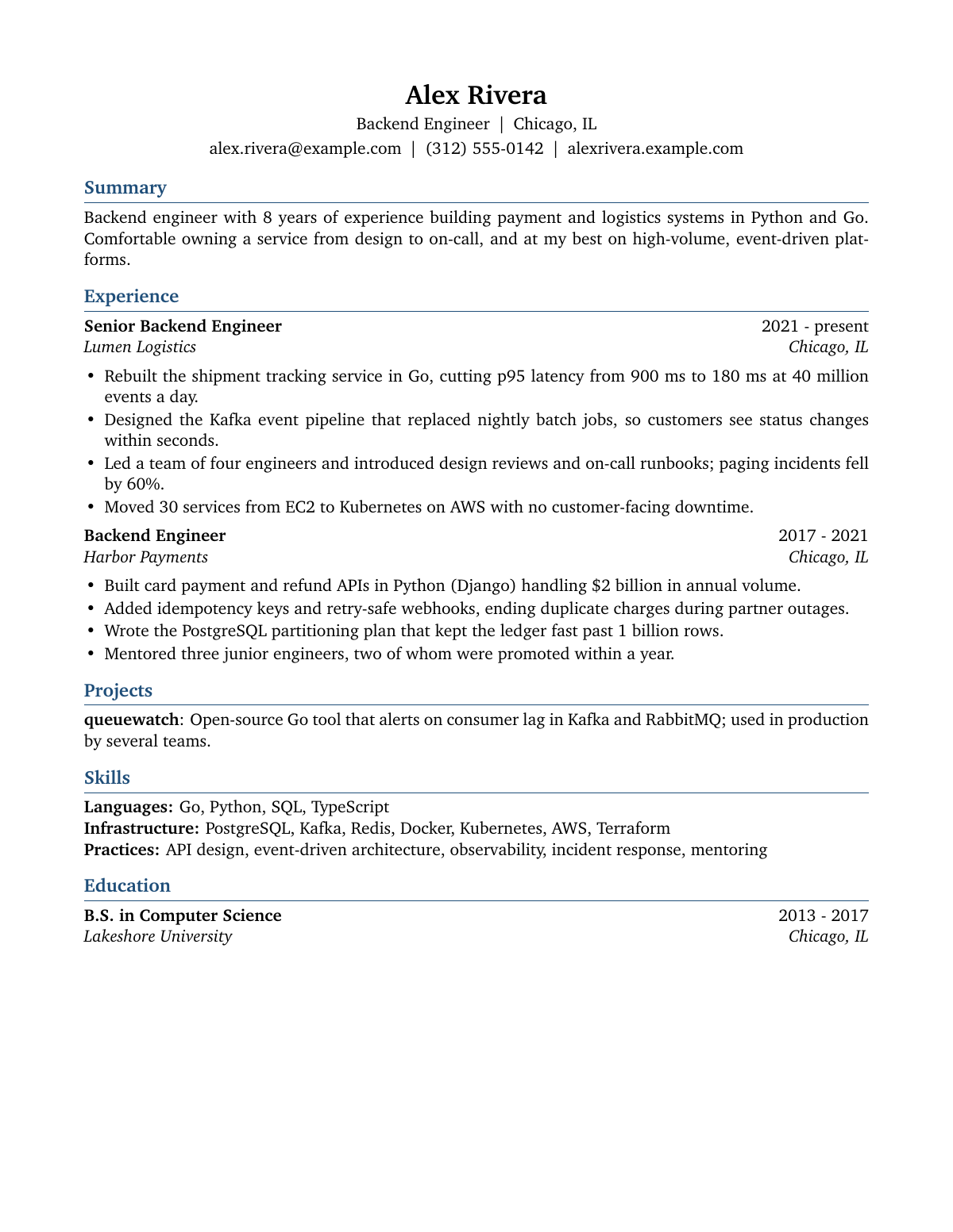 Classic resume template preview