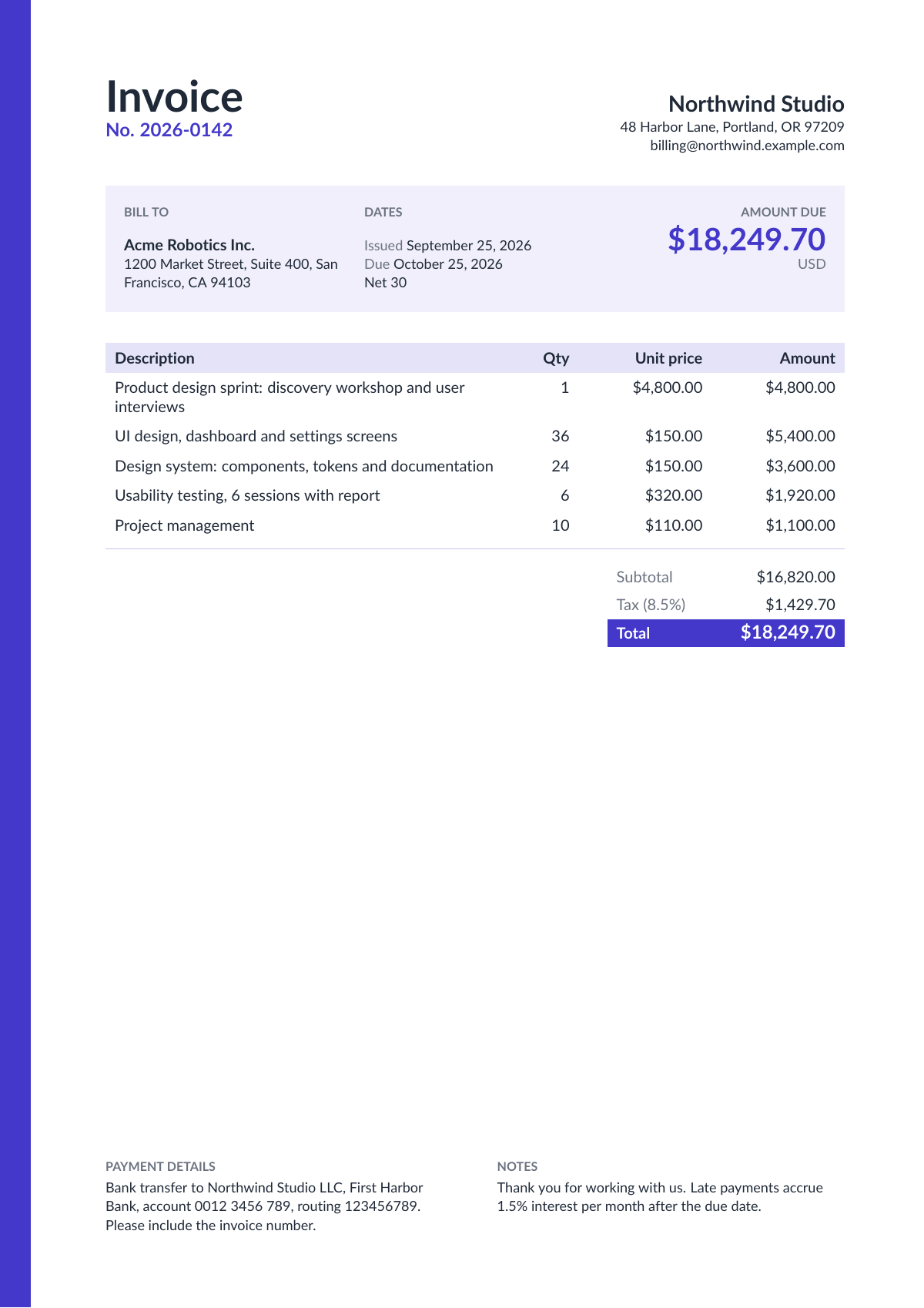 Modern invoice template